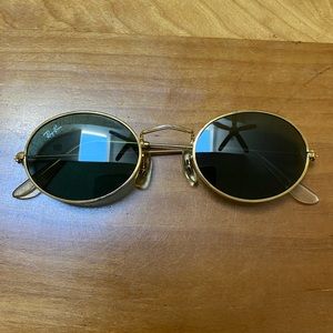 Vintage Ray-Ban sunglasses - oval flat gold plated frames, green lenses